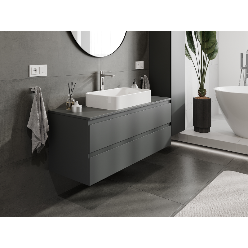Mexen Orio bathroom cabinet under sink 120 cm, 2 drawers, matte graphite - 91A10-12047-2-BFF66