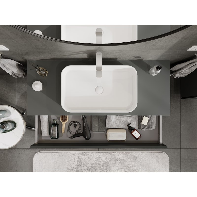 Mexen Orio bathroom cabinet under sink 120 cm, 2 drawers, matte graphite - 91A10-12047-2-BFF66