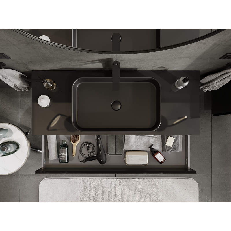 Mexen Orio bathroom cabinet for under sink, 120 cm, 2 drawers, black gloss - 91A10-12047-2-BFF70