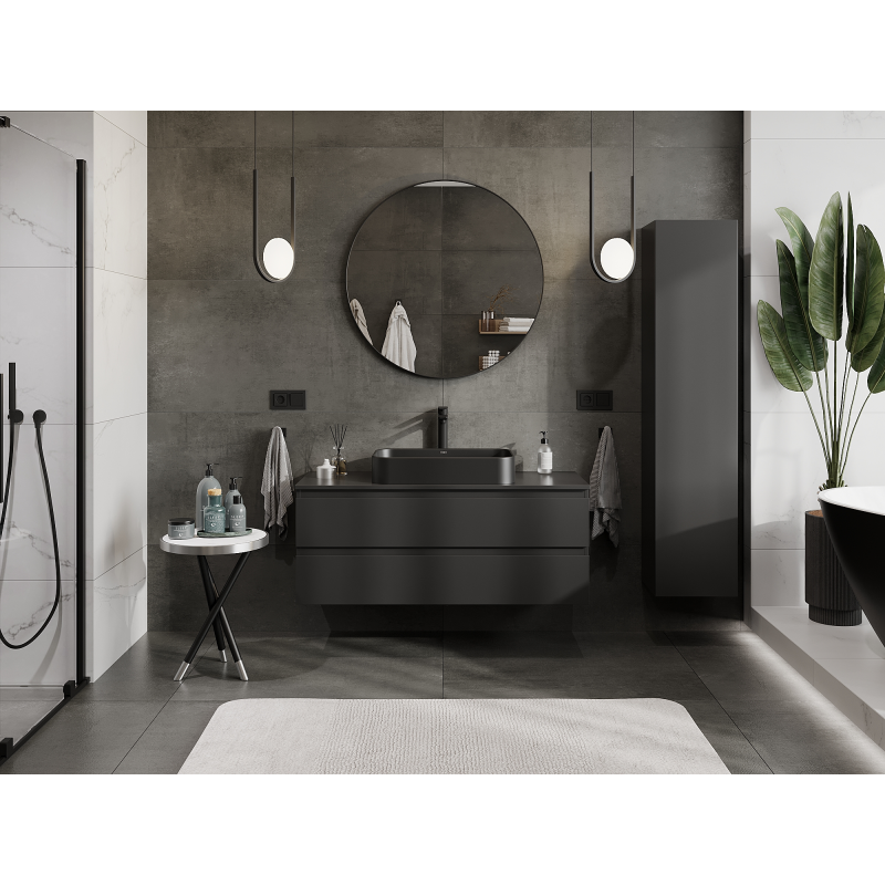 Mexen Orio bathroom cabinet for washbasin 120 cm, 2 drawers, black matt - 91A10-12047-2-BFF71