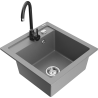 Mexen Vito granite kitchen sink 1-bowl with Telma kitchen faucet, gray - 6503-71-670200-70