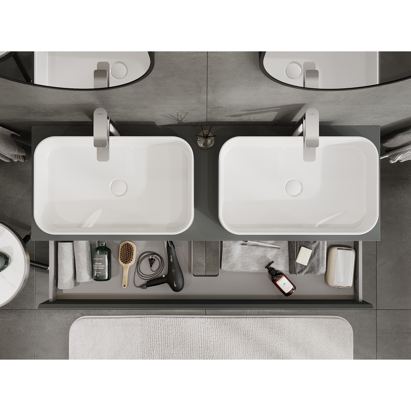 Mexen Orio bathroom cabinet under sink 140 cm, 1 drawer, matte graphite - 91A10-14023-1-BF66