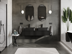 Mexen Orio 140 cm Under Sink Bathroom Cabinet, 1 Drawer, Black Gloss - 91A10-14023-1-BF70