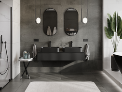 Mexen Orio 140 cm bathroom vanity unit, 1 drawer, black matte - 91A10-14023-1-BF71