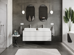 Mexen Orio bathroom cabinet for washbasin 140 cm, 2 drawers, white matt - 91A10-14047-2-BFF01