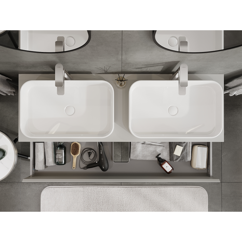 Mexen Orio 140 cm Under-Sink Bathroom Cabinet, 2 Drawers, Matte Grey - 91A10-14047-2-BFF62