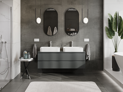 Mexen Orio bathroom cabinet for sink 140 cm, 2 drawers, matte graphite - 91A10-14047-2-BFF66