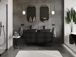 Mexen Orio 140 cm bathroom cabinet, 2 drawers, black gloss - 91A10-14047-2-BFF70