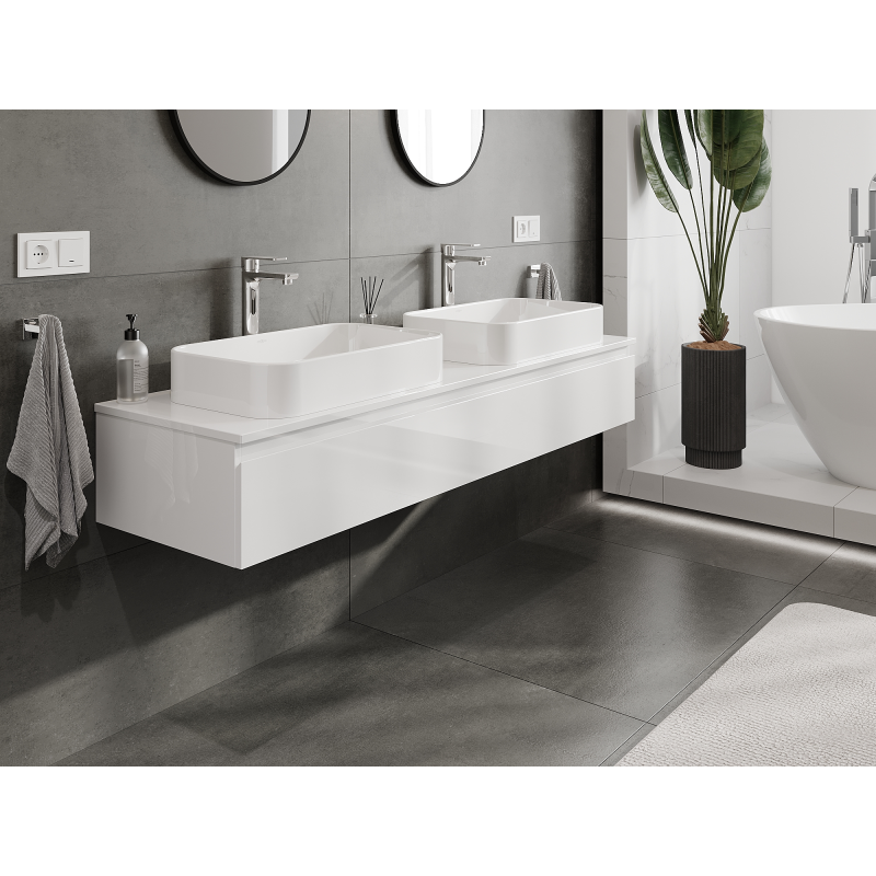 Mexen Orio bathroom cabinet for under-sink 160 cm, 1 drawer, white gloss - 91A10-16023-1-BF00