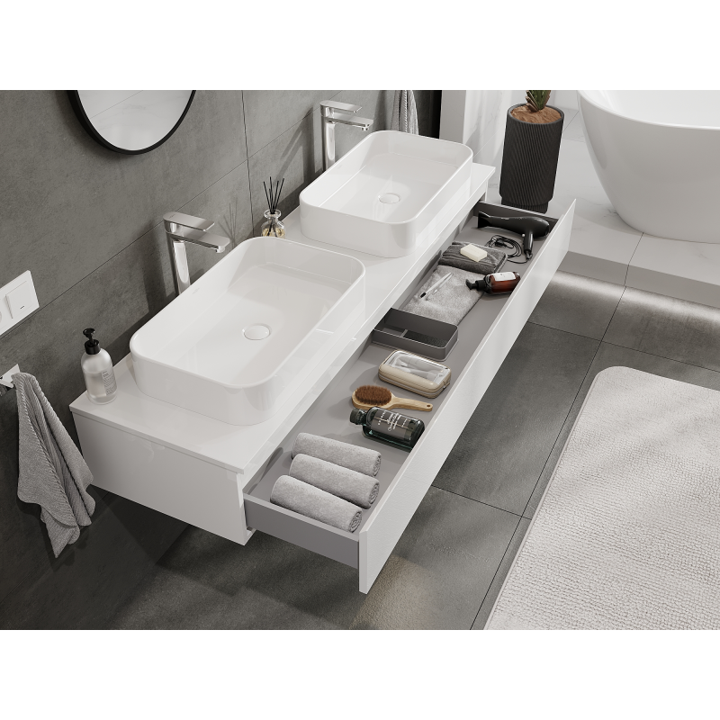 Mexen Orio bathroom cabinet for under-sink 160 cm, 1 drawer, white gloss - 91A10-16023-1-BF00