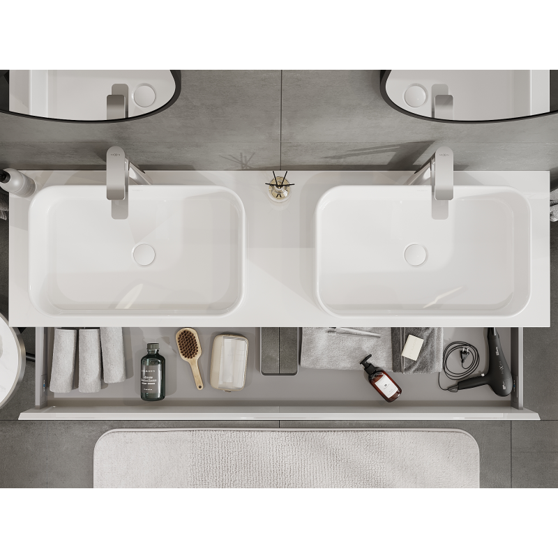 Mexen Orio bathroom cabinet for under-sink 160 cm, 1 drawer, white gloss - 91A10-16023-1-BF00