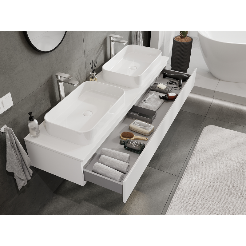 Mexen Orio bathroom cabinet for under sink 160 cm, 1 drawer, white matte - 91A10-16023-1-BF01