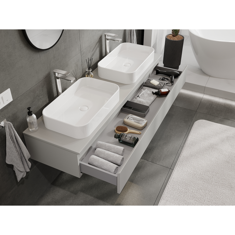 Mexen Orio bathroom cabinet for washbasin 160 cm, 1 drawer, grey matte - 91A10-16023-1-BF62