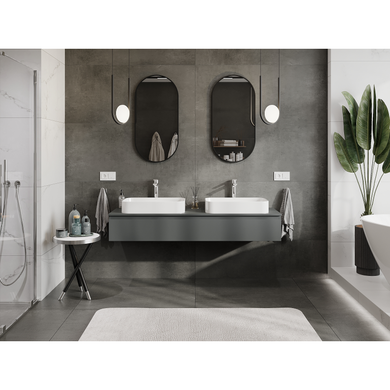 Mexen Orio bathroom cabinet for under sink 160 cm, 1 drawer, matte graphite - 91A10-16023-1-BF66