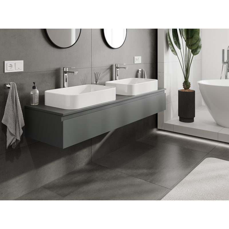 Mexen Orio bathroom cabinet for under sink 160 cm, 1 drawer, matte graphite - 91A10-16023-1-BF66