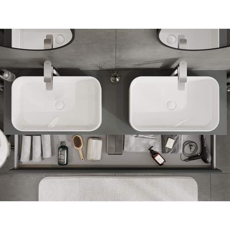 Mexen Orio bathroom cabinet for under sink 160 cm, 1 drawer, matte graphite - 91A10-16023-1-BF66