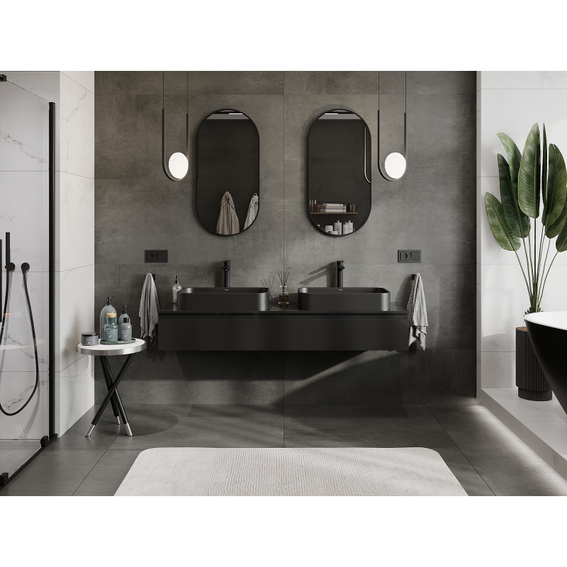 Mexen Orio 160 cm vanity cabinet, 1 drawer, black gloss - 91A10-16023-1-BF70