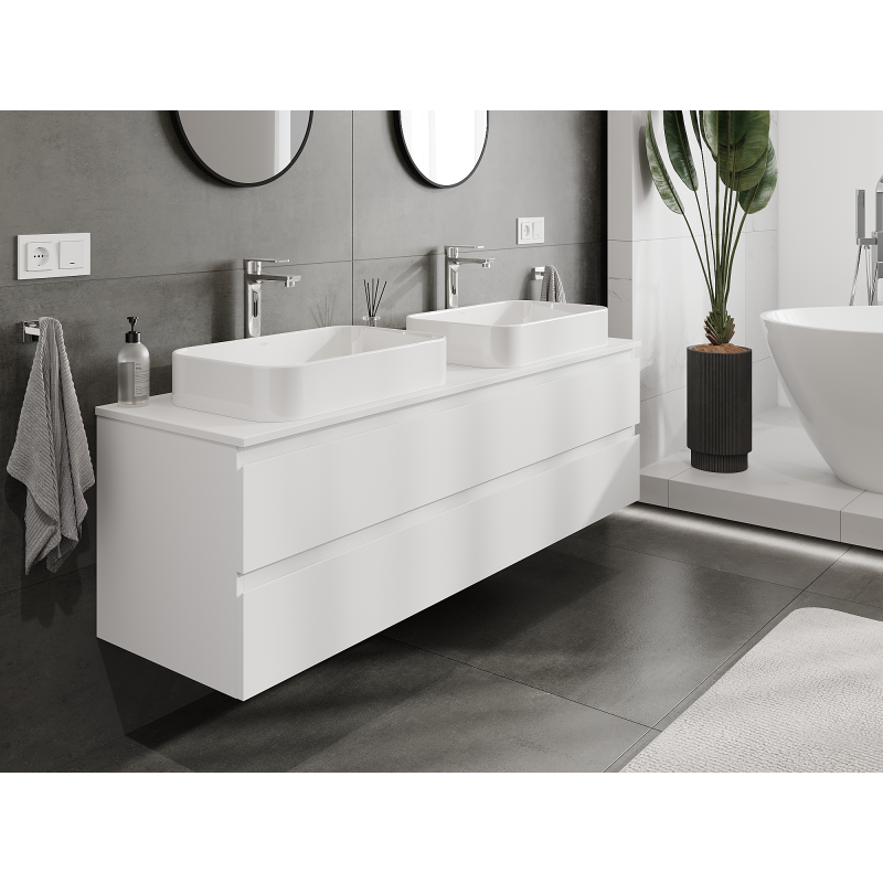 Mexen Orio bathroom vanity unit 160 cm, 2 drawers, white matte - 91A10-16047-2-BFF01
