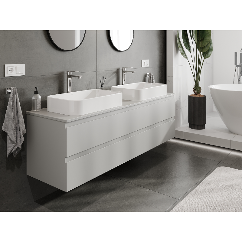 Mexen Orio bathroom cabinet for washbasin 160 cm, 2 drawers, matte grey - 91A10-16047-2-BFF62