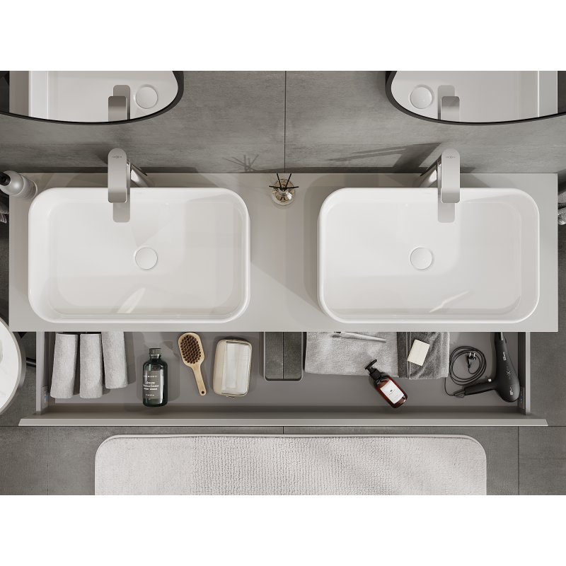 Mexen Orio bathroom cabinet for washbasin 160 cm, 2 drawers, matte grey - 91A10-16047-2-BFF62