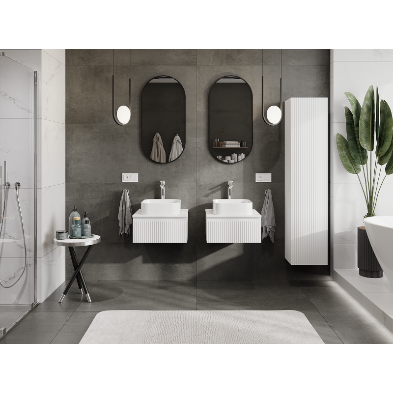 Mexen Rivel bathroom cabinet under-sink 50 cm, 1 drawer, grooved, matte white- 91A20-05023-1-BF01