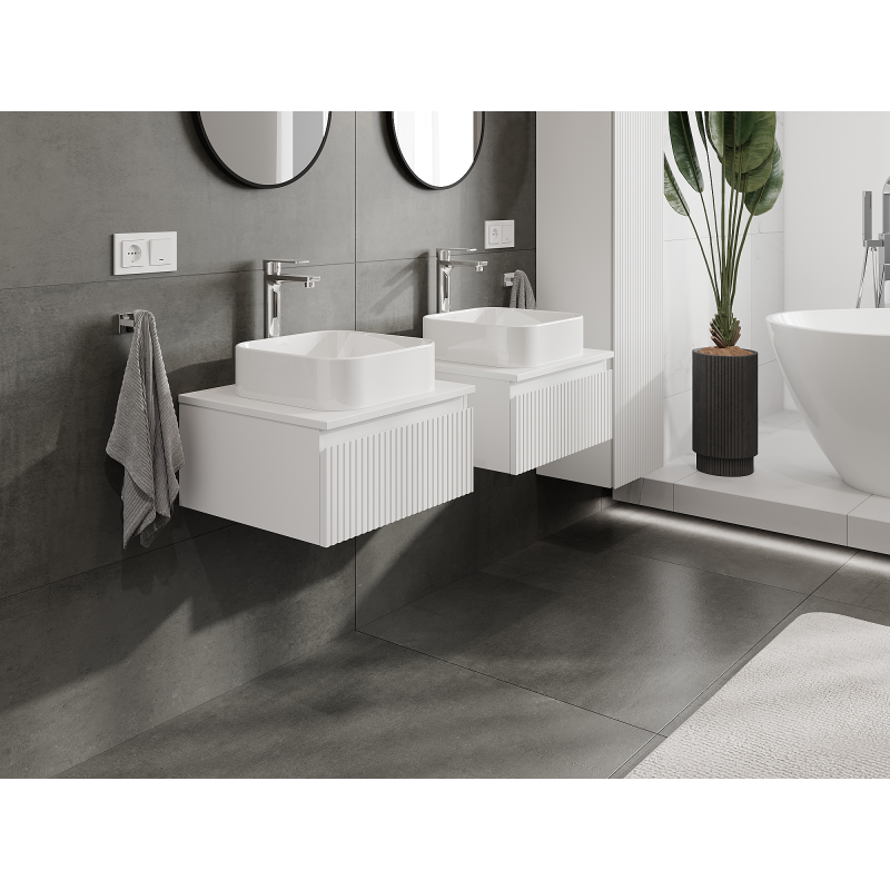 Mexen Rivel bathroom cabinet under-sink 50 cm, 1 drawer, grooved, matte white- 91A20-05023-1-BF01