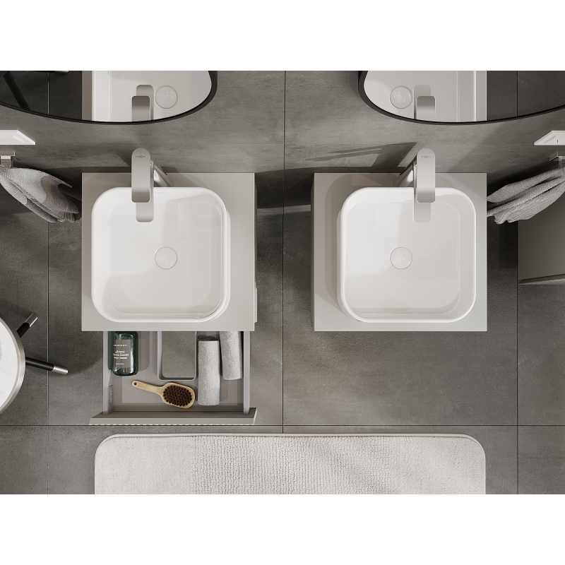 Mexen Rivel bathroom cabinet under sink 50 cm, 1 drawer, fluted, grey matte - 91A20-05023-1-BF62