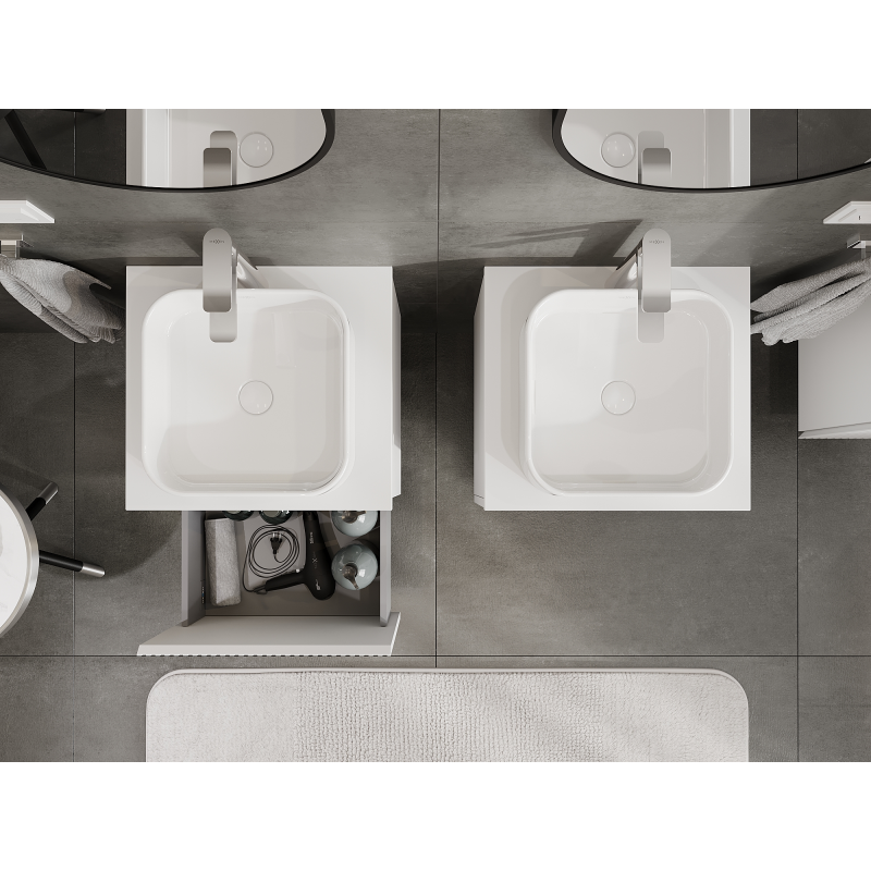 Mexen Rivel bathroom cabinet for a washbasin 50 cm, 1 drawer, fluted, white matt - 91A20-05047-1-BF01