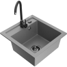 Mexen Vito 1-compartment granite sink with a kitchen mixer tap Telma, Grey - 6503-71-670200-70-B