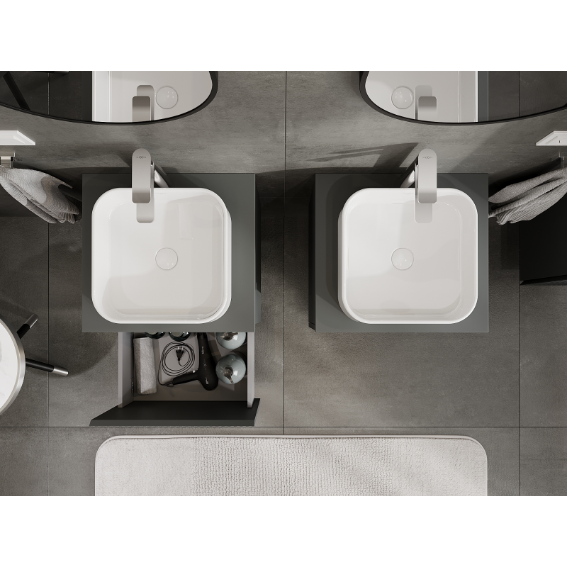 Mexen Rivel 50 cm Bathroom Cabinet, 1 Drawer, Fluted, Matte Graphite - 91A20-05047-1-BF66