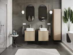 Mexen Rivel bathroom cabinet for a washbasin 50 cm, 1 drawer, fluted, oak - 91A20-05047-1-BF81