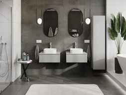 Mexen Rivel 60 cm Bathroom Cabinet, 1 Drawer, Grooved, Grey Matte - 91A20-06023-1-BF62