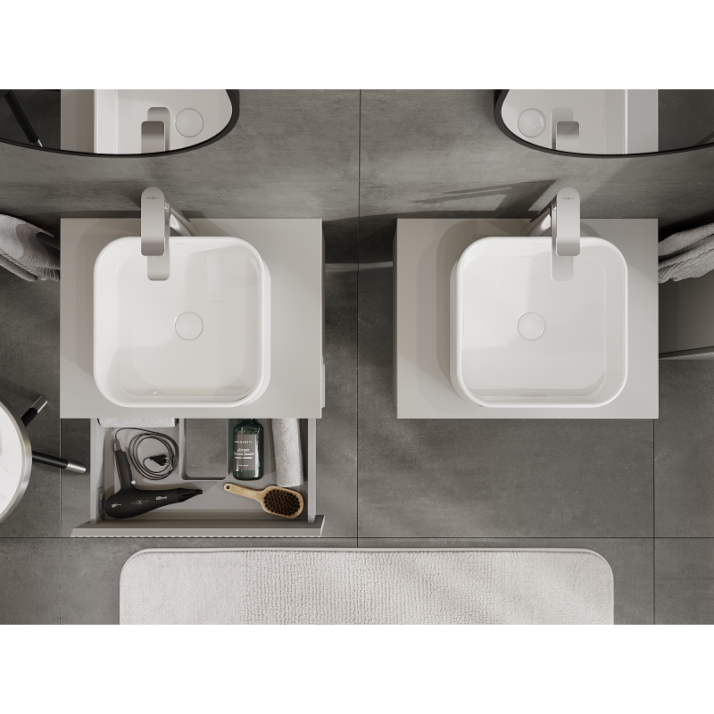 Mexen Rivel 60 cm Bathroom Cabinet, 1 Drawer, Grooved, Grey Matte - 91A20-06023-1-BF62