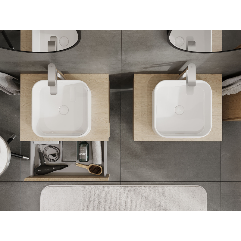 Mexen Rivel bathroom cabinet under sink 60 cm, 1 drawer, grooved, oak - 91A20-06023-1-BF81