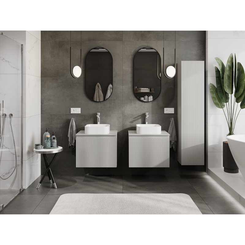 Mexen Rivel bathroom cabinet 60 cm, 1 drawer, fluted, matte grey - 91A20-06047-1-BF62