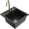 Mexen Vito 1-bowl granite sink with Telma kitchen faucet, black/silver metallic - 6503-73-670200-50