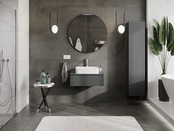 Mexen Rivel bathroom cabinet for washbasin 70 cm, 1 drawer, fluted, matte graphite - 91A20-07023-1-BF66