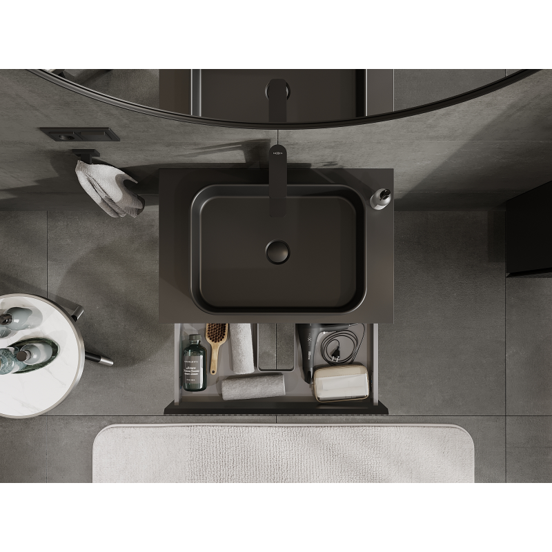 Mexen Rivel bathroom cabinet for washbasin 70 cm, 1 drawer, grooved, matte graphite - 91A20-07023-1-BF71