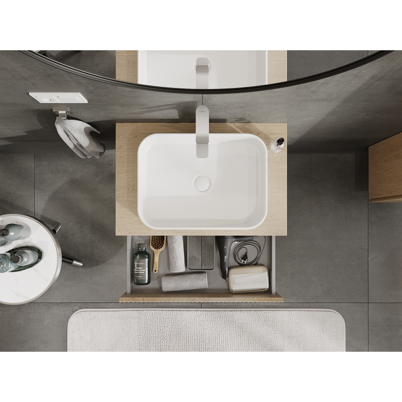 Mexen Rivel bathroom cabinet 70 cm, 1 drawer, ribbed, oak - 91A20-07023-1-BF81