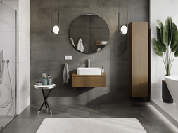 Mexen Rivel bathroom cabinet under sink 70 cm, 1 drawer, grooved, walnut - 91A20-07023-1-BF86