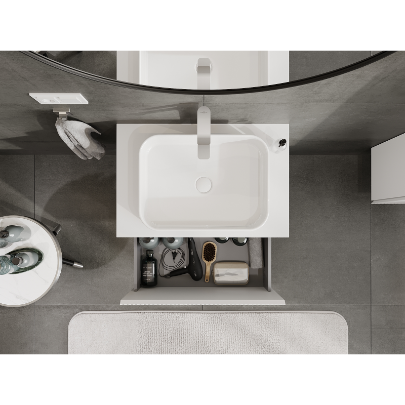 Mexen Rivel bathroom cabinet 70 cm, 1 drawer, grooved, matt white - 91A20-07047-1-BF01