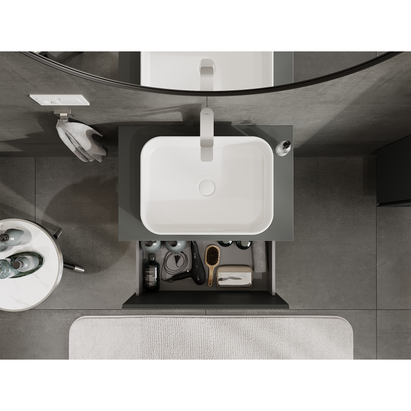 Mexen Rivel 70 cm bathroom cabinet, 1 drawer, grooved, matte graphite - 91A20-07047-1-BF66