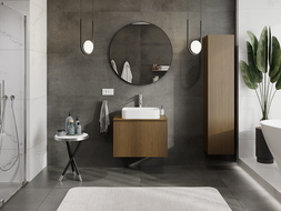 Mexen Rivel bathroom cabinet under sink 70 cm, 1 drawer, fluted, walnut - 91A20-07047-1-BF86