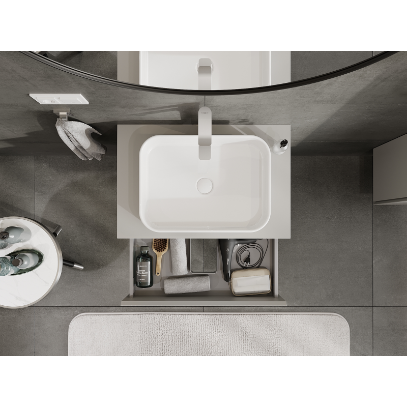 Mexen Rivel bathroom cabinet under sink 70 cm, 2 drawers, ribbed, matte grey - 91A20-07047-2-BFF62