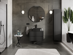 Mexen Rivel bathroom cabinet under-sink 70 cm, 2 drawers, grooved, black matte - 91A20-07047-2-BFF71