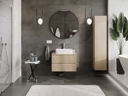 Mexen Rivel bathroom cabinet under sink 70 cm, 2 drawers, ribbed, oak - 91A20-07047-2-BFF81