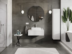 Mexen Rivel bathroom cabinet for washbasin 80 cm, 1 drawer, grooved, white matte - 91A20-08023-1-BF01