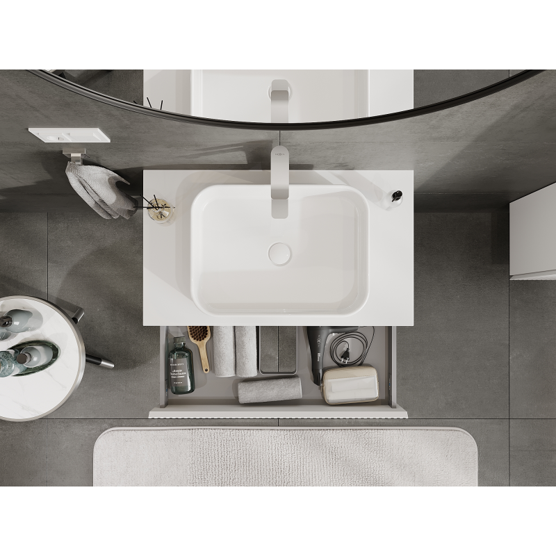 Mexen Rivel bathroom cabinet for washbasin 80 cm, 1 drawer, grooved, white matte - 91A20-08023-1-BF01