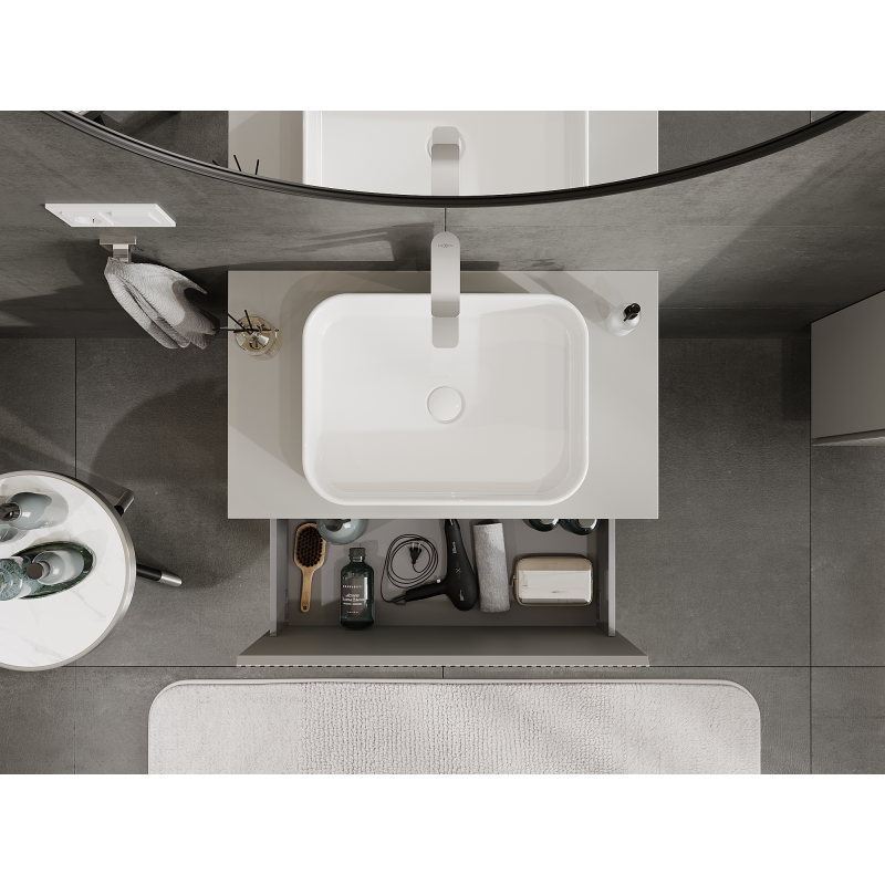 Mexen Rivel bathroom cabinet under sink 80 cm, 1 drawer, grooved, grey matte - 91A20-08047-1-BF62