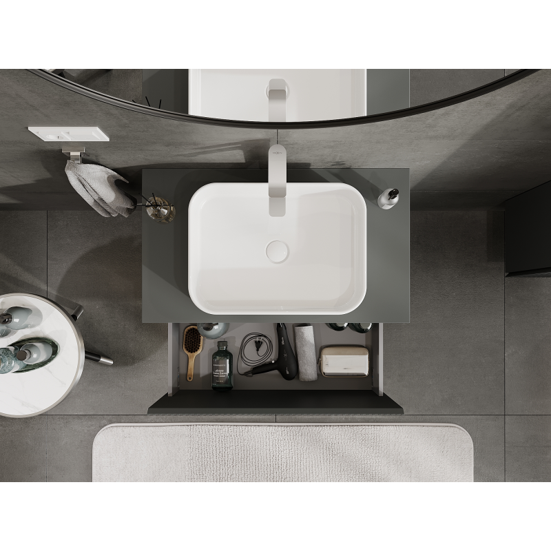 Mexen Rivel bathroom cabinet under sink 80 cm, 1 drawer, grooved, matte graphite - 91A20-08047-1-BF66